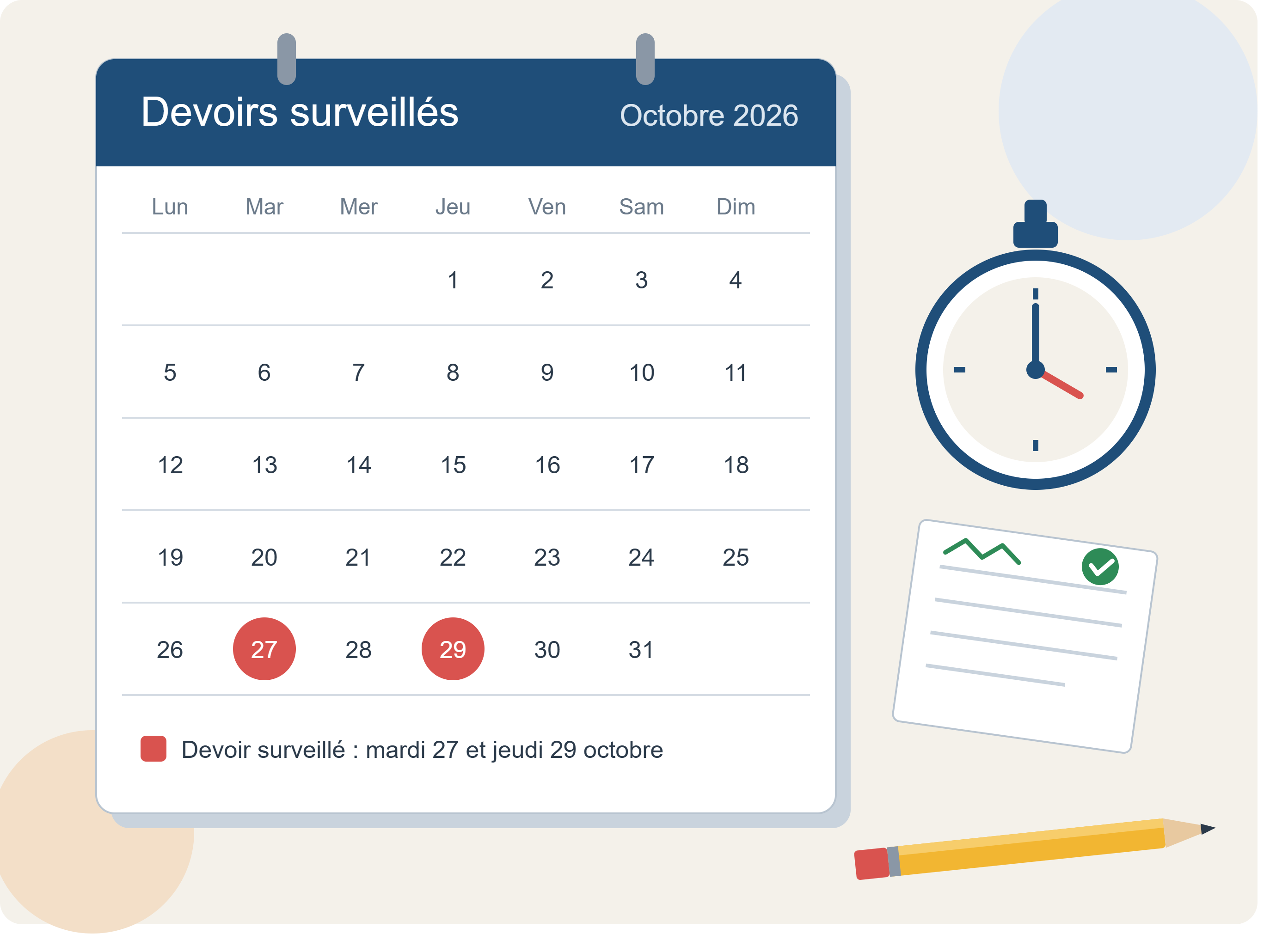 Calendrier des DS
